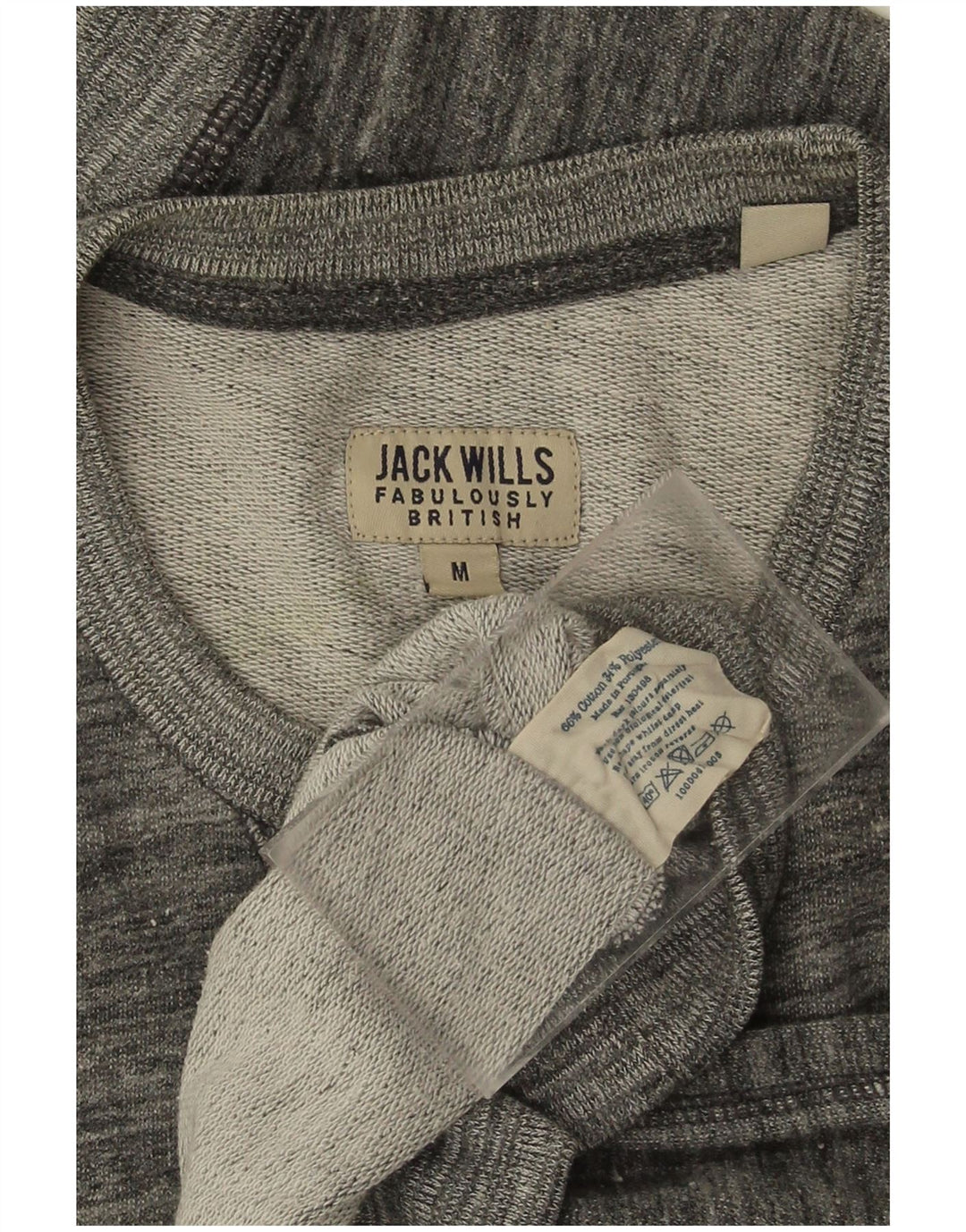 JACK WILLS Hombre Sudadera Gráfica Jersey De Algodón A Rayas Gris Medio