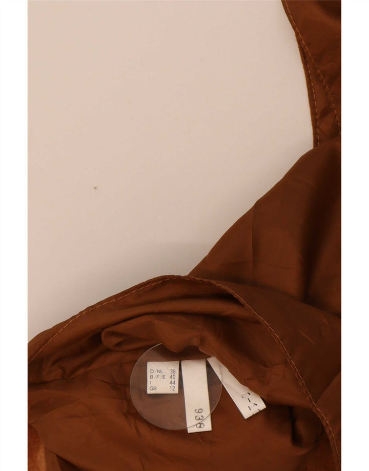 Vintage mujer ante chaleco Reino Unido 12 cuero beige medio