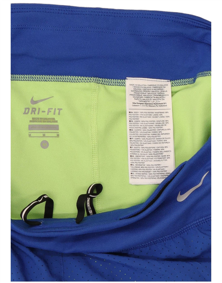 Nike Pantalones cortos deportivos Dri Fit para mujer UK 44 Azul medio Poliéster con bloques de color