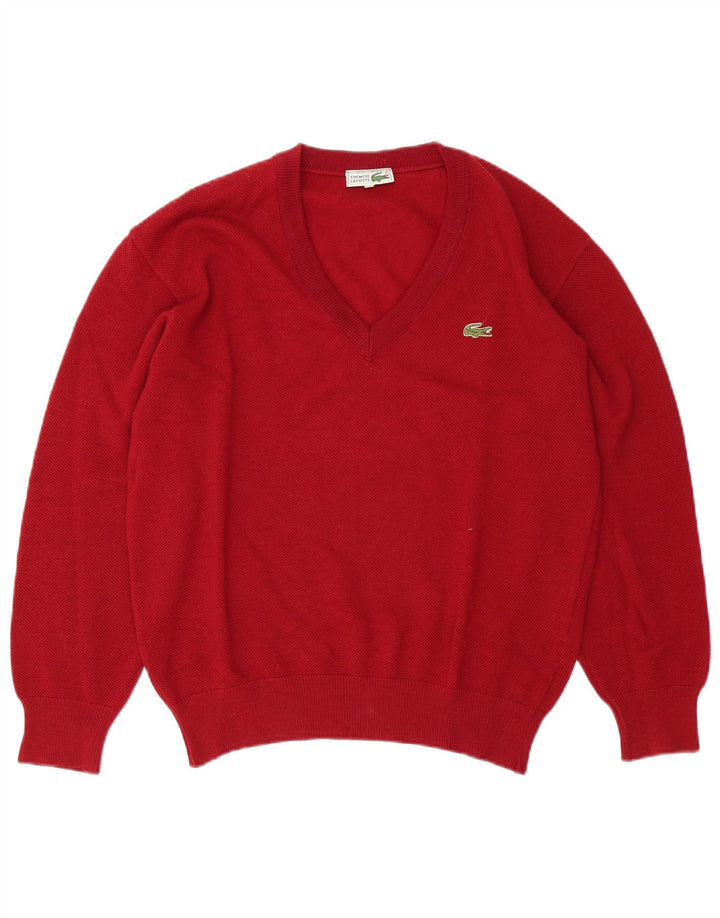 Lacoste - Jersey con cuello en V para hombre, talla 5, lana roja grande