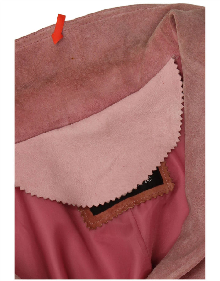 VINTAGE Chaqueta Blazer de ante de 2 botones para mujer IT 46 Cuero rosa grande