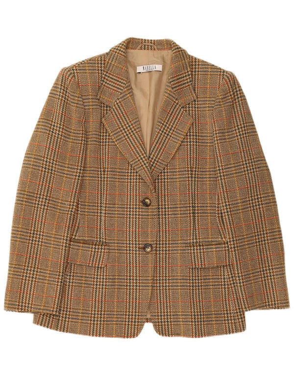 Marella Chaqueta Blazer de 2 Botones para Mujer UK 46 Grande Marrón Pata de Gallo