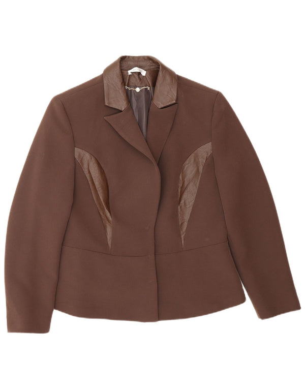 Chaqueta blazer vintage para mujer IT 46 Poliéster color block marrón grande