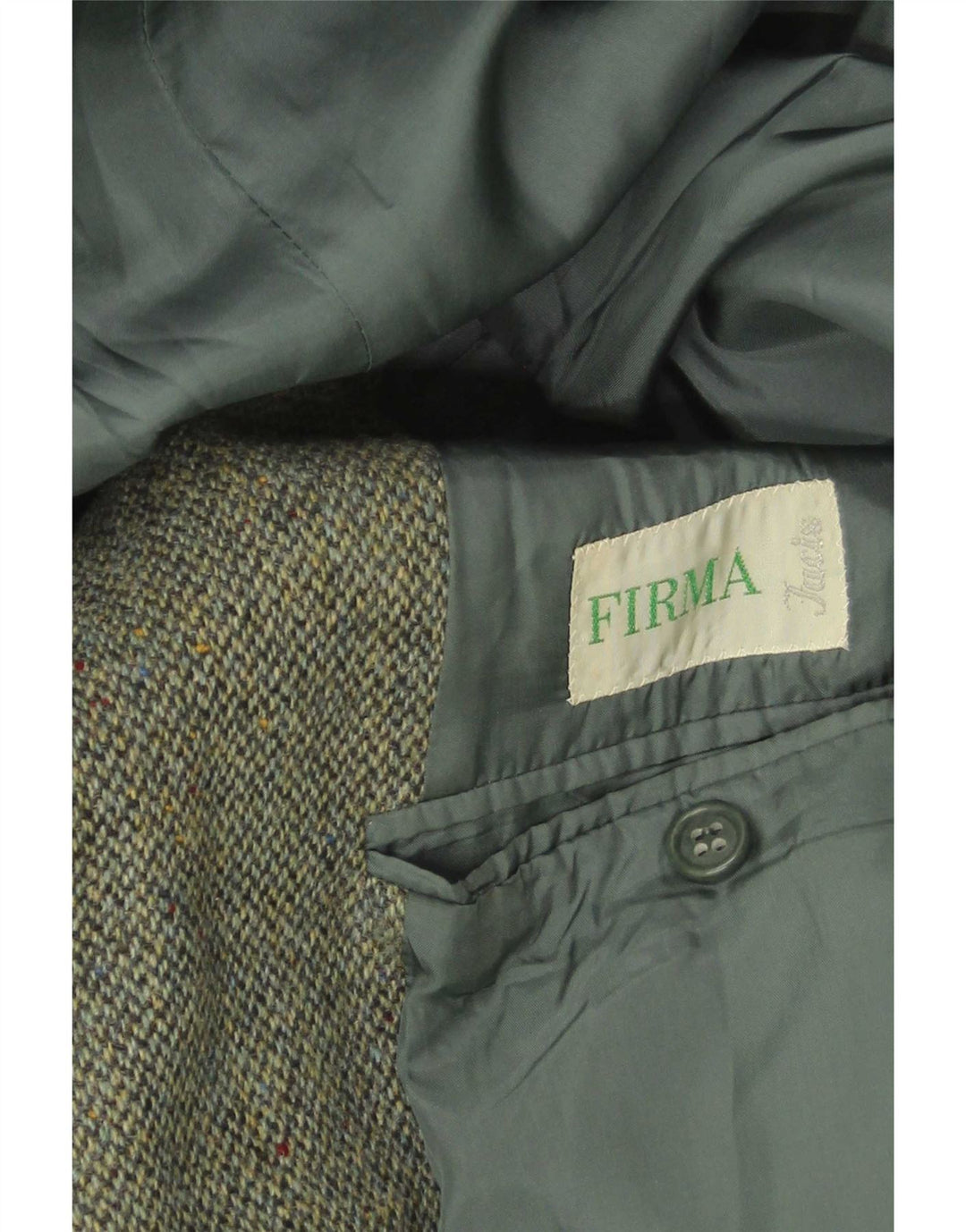Facis Chaqueta tipo blazer de 2 botones para hombre IT 58 4XL Lana virgen moteada verde