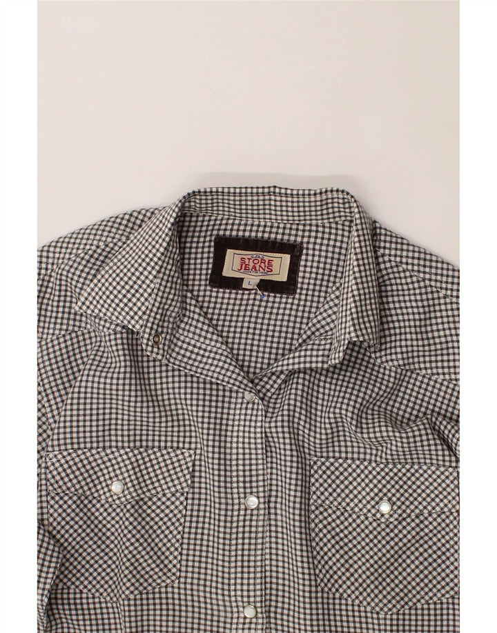 VINTAGE Womens Shirt UK 16 Large Black Gingham Polyester Vintage Vintage and Second-Hand Vintage from Messina Hembry 