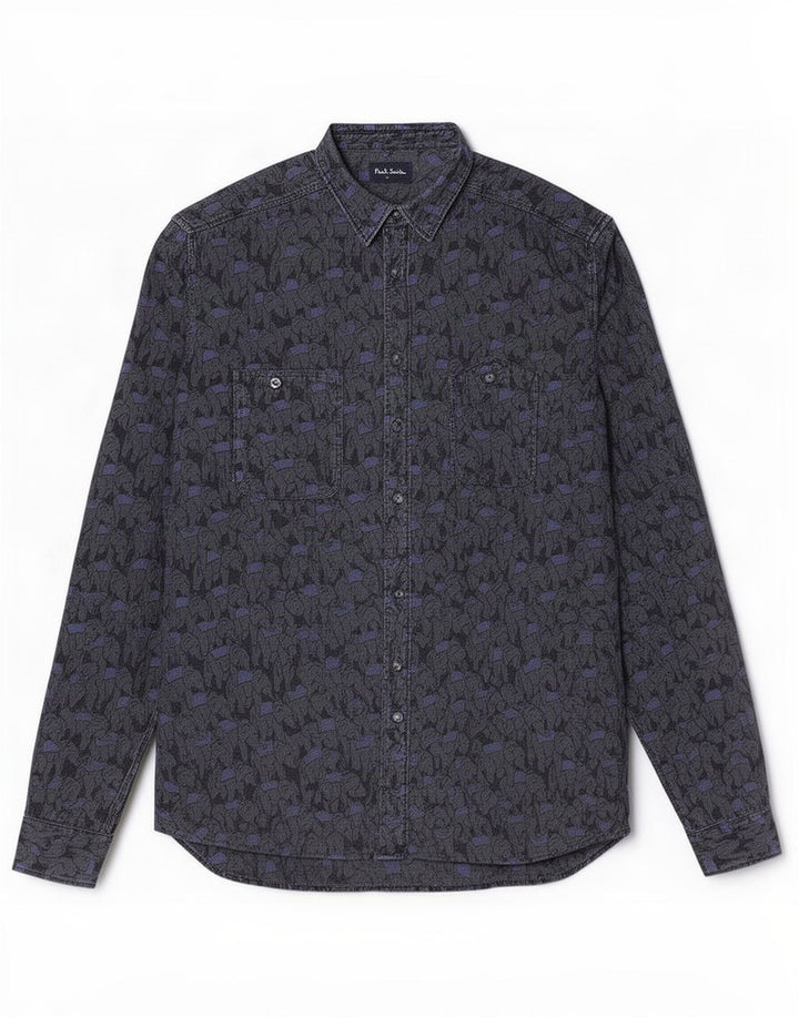 Camisa Paul Smith Hombre Grande Gris Animal Print Algodón