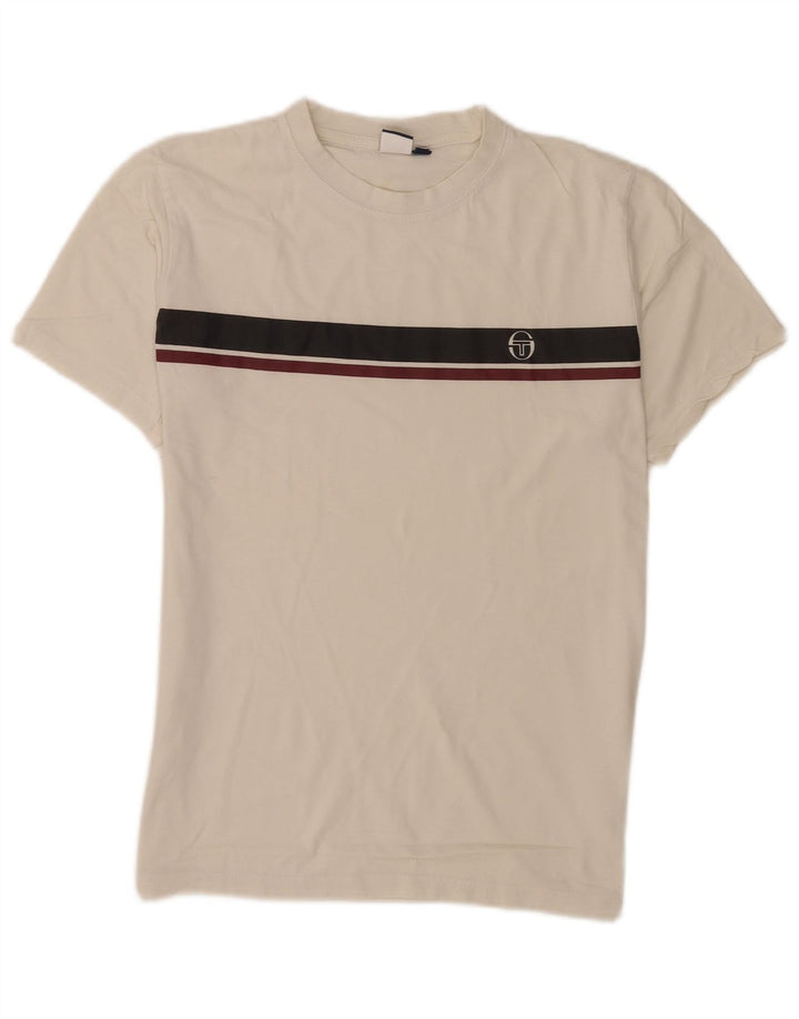 Sergio Tacchini Hombre Camiseta Top Medio Blanco Colorblock Algodón