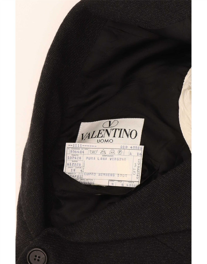 Valentino Chaqueta Blazer De 3 Botones Para Hombre IT 48 Mediana Lana Virgen Negra