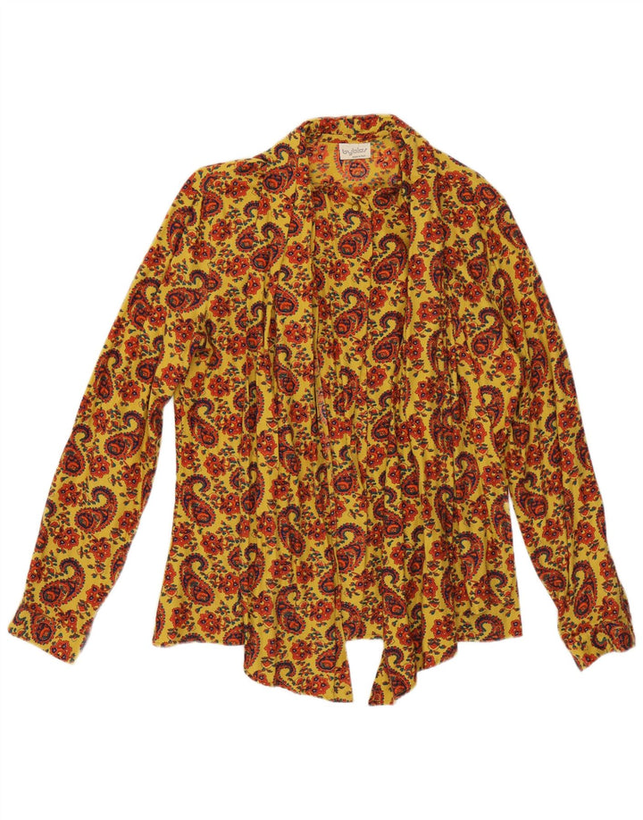 Byblos Blusa camisera con lazo frontal para mujer IT 44 Paisley amarillo medio