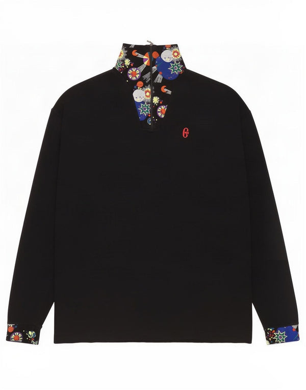 Conte of Florence Top para mujer de manga larga UK 46 Grande Negro Geométrico