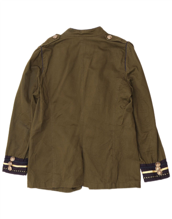 Zara Mujer Chaqueta Militar Abierta Reino Unido 40 Grande Verde