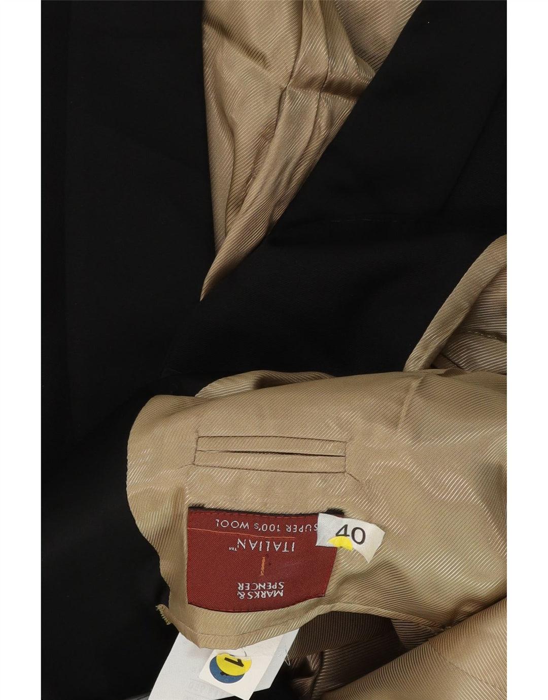 Marks & Spencer Chaqueta tipo blazer con 1 botón para hombre, talla 40, lana negra mediana
