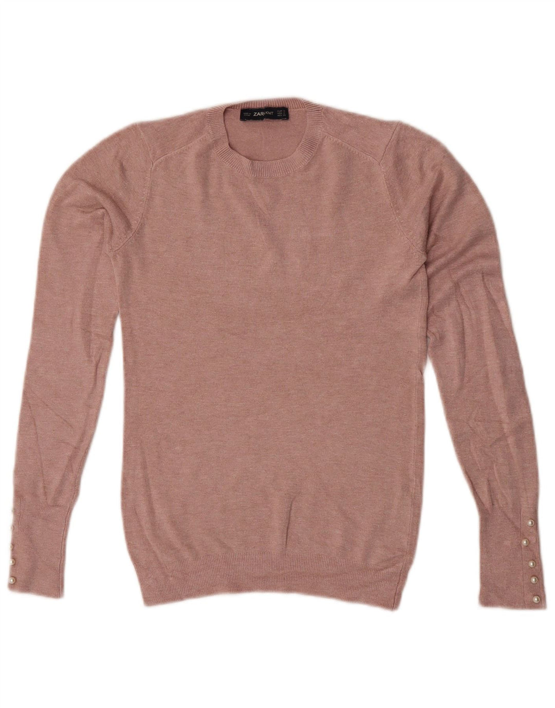 Zara - Jersey de cuello redondo para mujer, talla 8, color rosa
