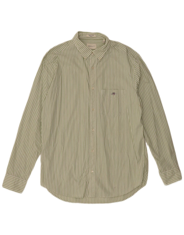 Gant Camisa Regular Fit De Popelina Para Hombre Talla 43/44 XL Algodón A Rayas Verde