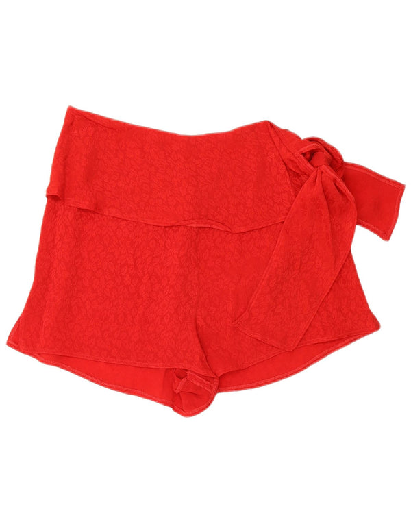 Vintage mujer cintura alta pantalones cortos medio W28 rojo floral