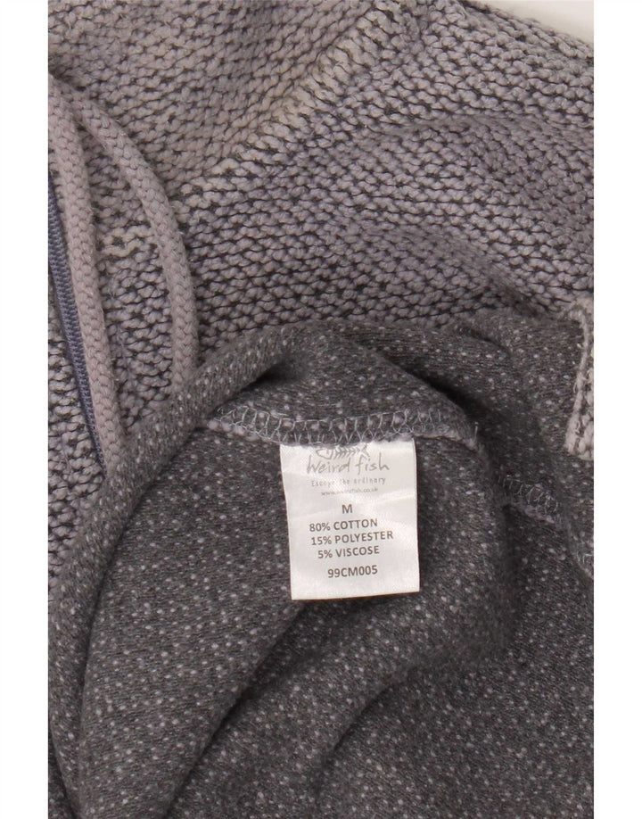 Weird Fish - Sudadera con cuello y cremallera para hombre, jersey de algodón moteado en gris medio