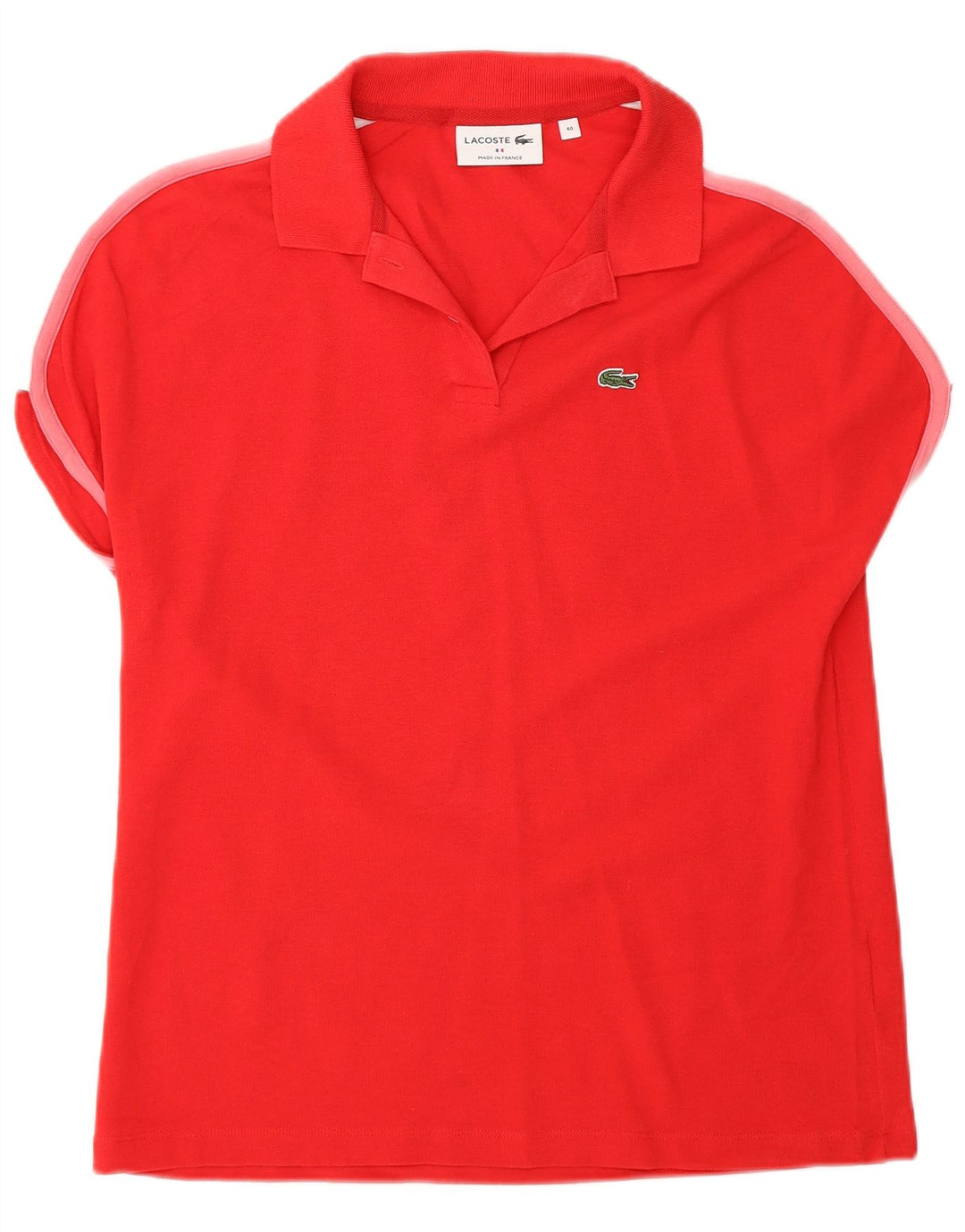 LACOSTE Womens Polo Shirt Size 40 Medium Red Colourblock Cotton