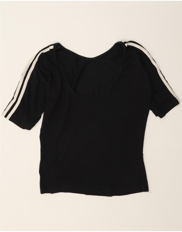 Adidas Mujer Crop Graphic Camiseta Top UK 12 Mediano Negro Algodón