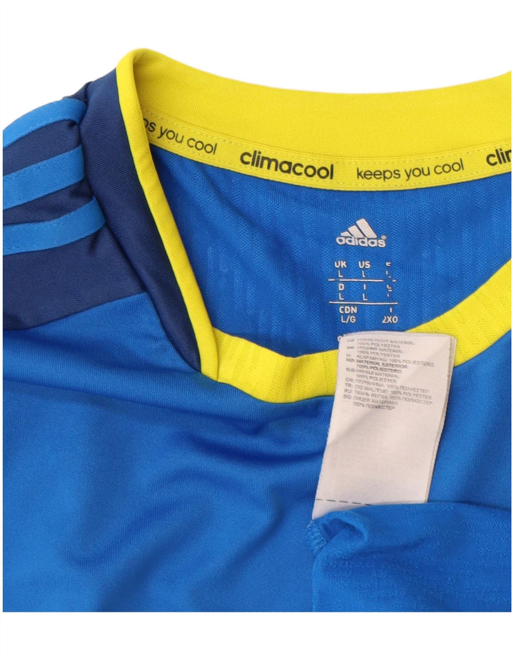 ADIDAS Camiseta Climacool para hombre Top grande azul color block poliéster
