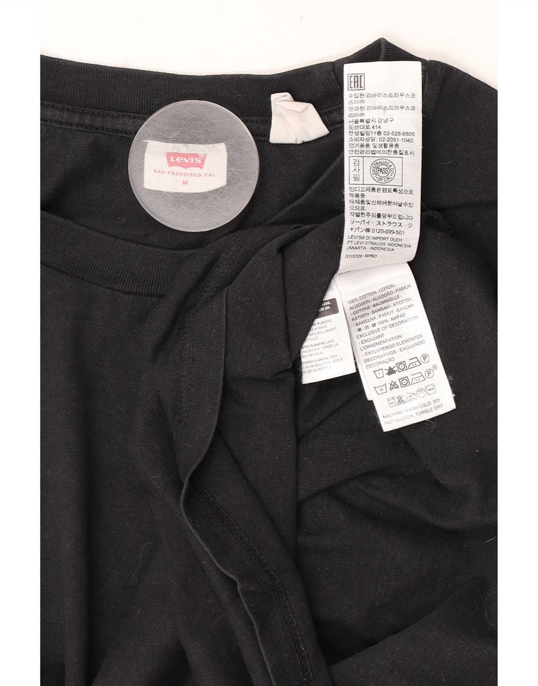 Levi's Camiseta para mujer Top UK 44 Medium Black Cotton