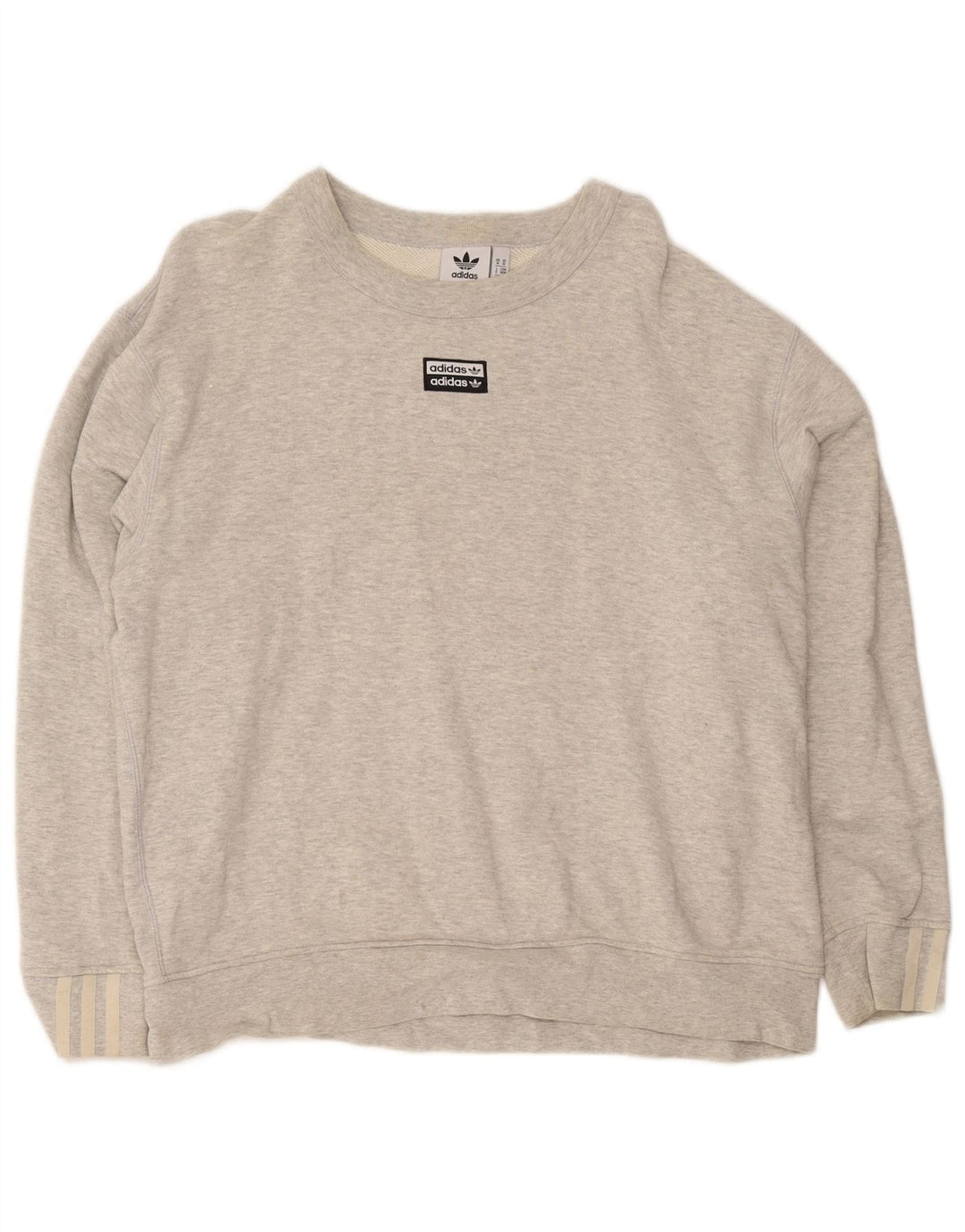 Adidas Hombre Loose Fit Sudadera Jumper Gris Medio Algodón Moteado