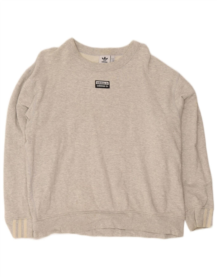 Adidas Hombre Loose Fit Sudadera Jumper Gris Medio Algodón Moteado