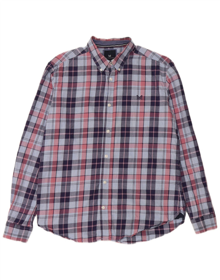 Crew Clothing Camisa de franela ajustada para hombre Algodón a cuadros azul medio