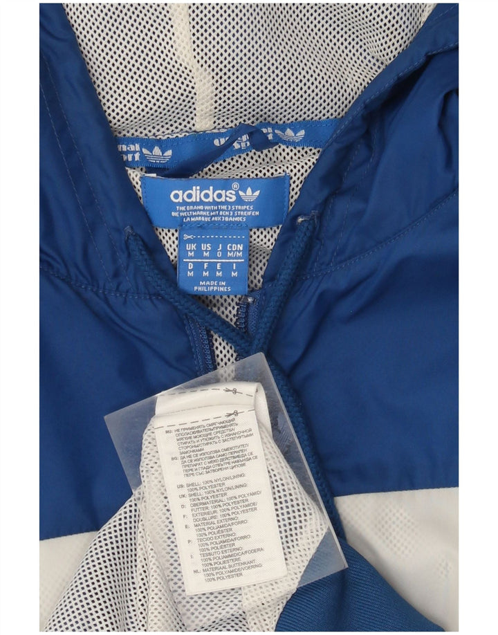 Adidas Chaqueta impermeable con capucha para hombre UK 38 Medium Blue Colourblock Nylon