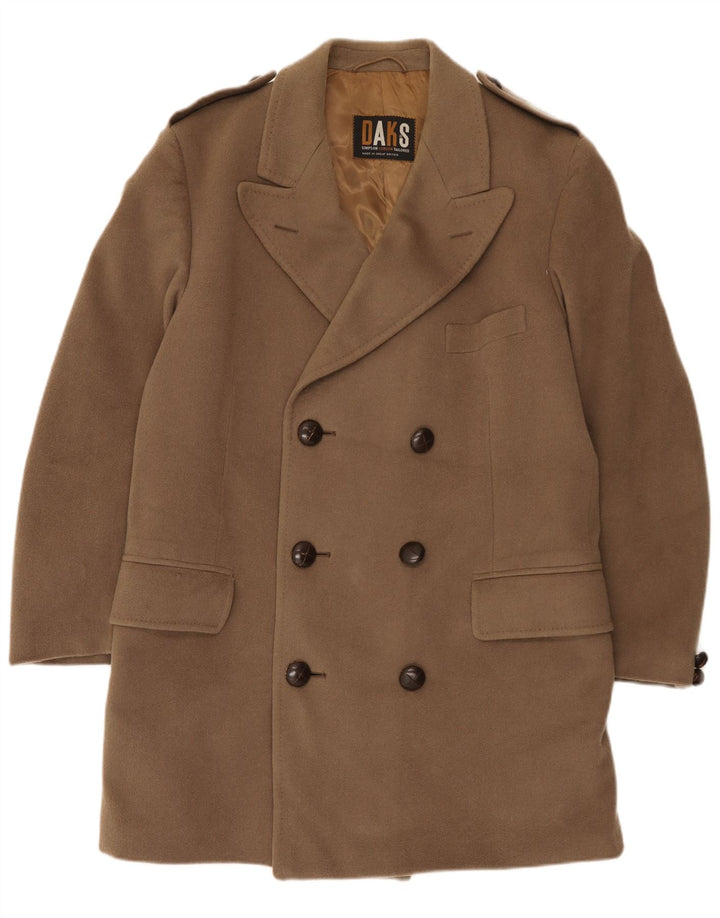 Dack's Abrigo militar de doble botonadura para hombre UK 42 XL Lana virgen marrón