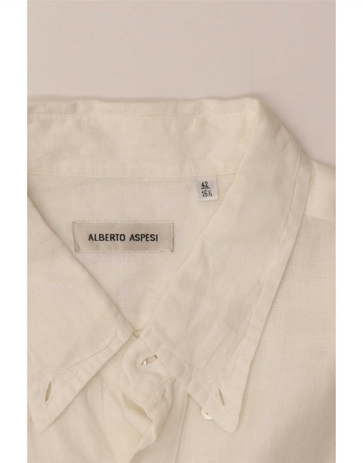 Alberto Aspesi Camisa Hombre Talla 42 16 1/2 Grande Blanco