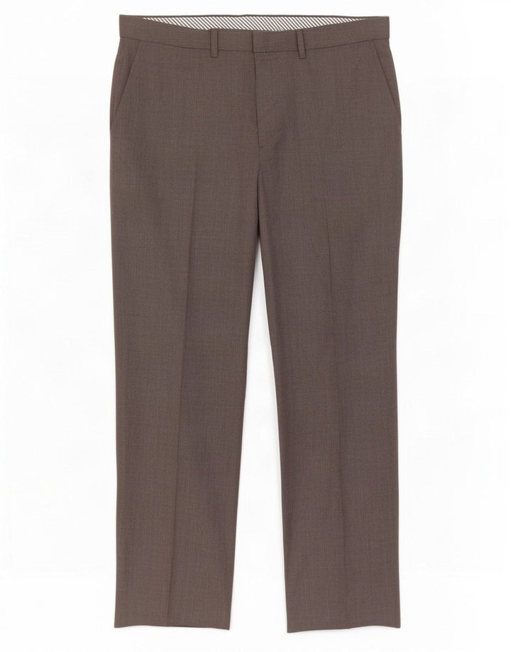 Marks & Spencer Pantalón de traje recto para hombre W36 L31 Lana marrón