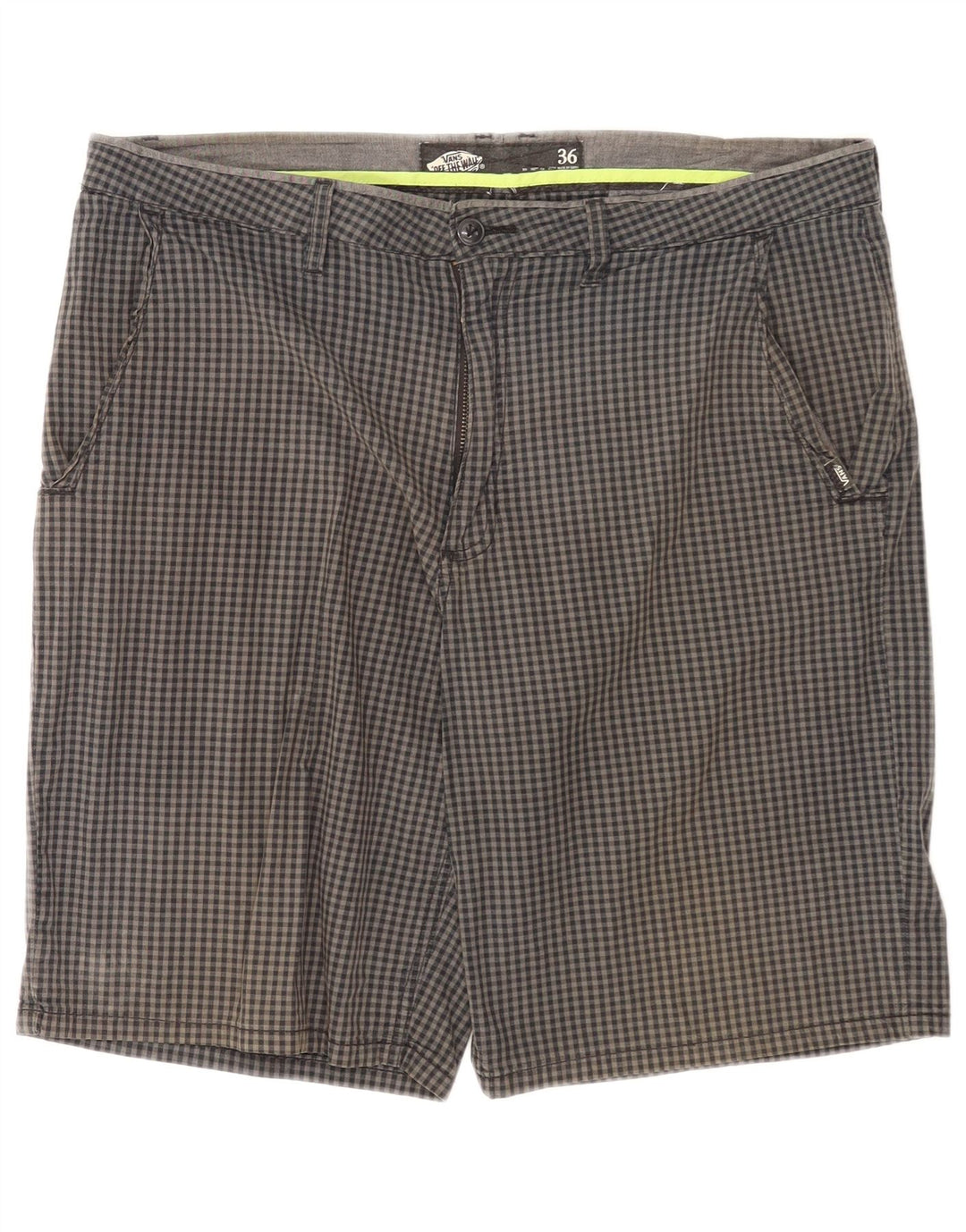 Pantalones cortos chinos Vans para hombre W36 Large Grey Gingham Cotton