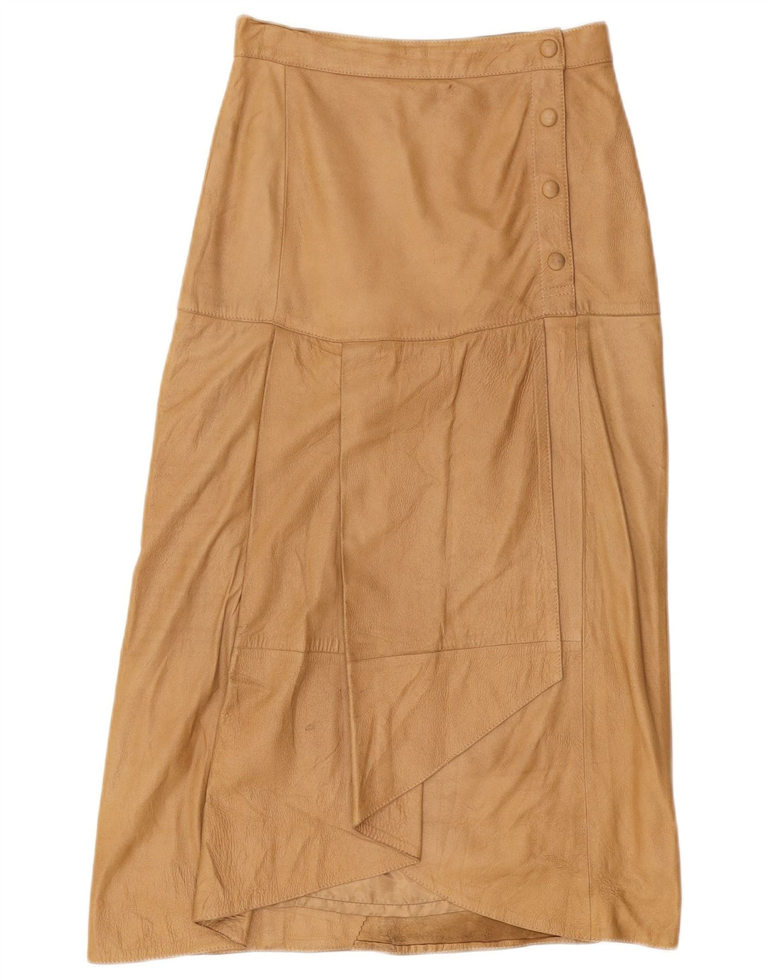 VINTAGE Falda de cuero de cintura alta para mujer IT 42 Medio W26 Marrón