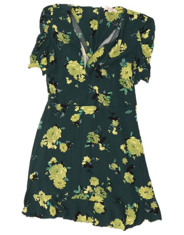Oasis Vestido Acampanado para Mujer UK 40 Viscosa Floral Verde Medio
