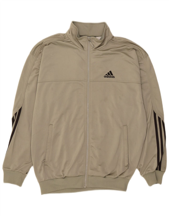 Adidas - Chaqueta de chándal para hombre, talla 38/40, poliéster caqui medio