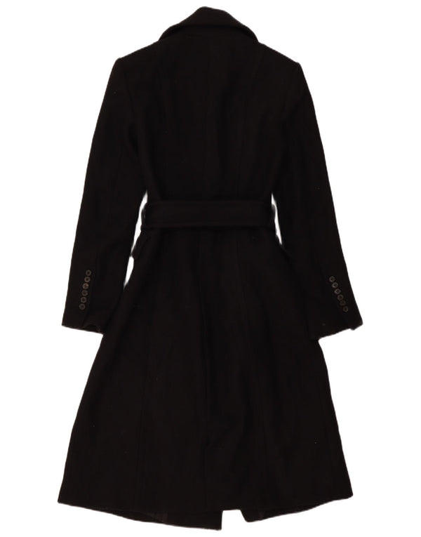 Zara Mujer Abrigo Cruzado UK 10 Small Lana Negra
