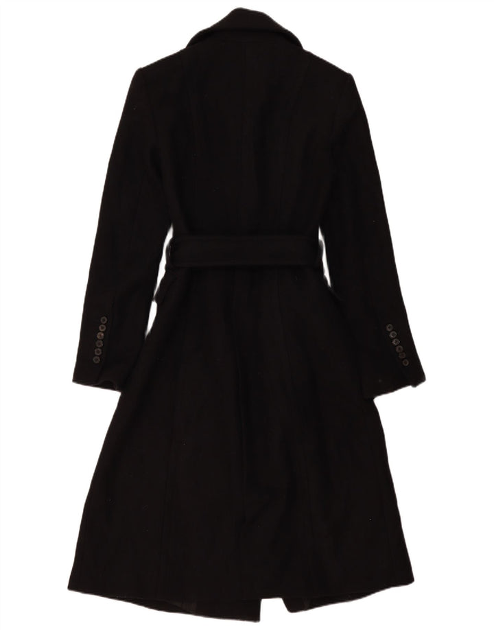 Zara Mujer Abrigo Cruzado UK 10 Small Lana Negra
