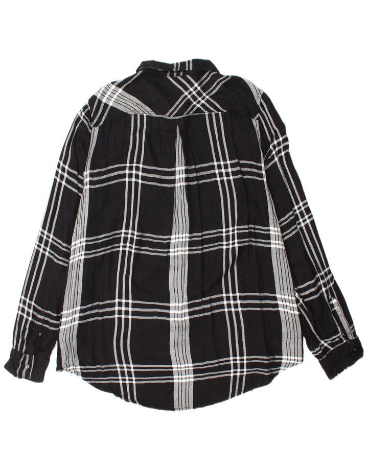 CALVIN KLEIN JEANS Camisa de franela para mujer UK 40 XL Rayón a cuadros negro