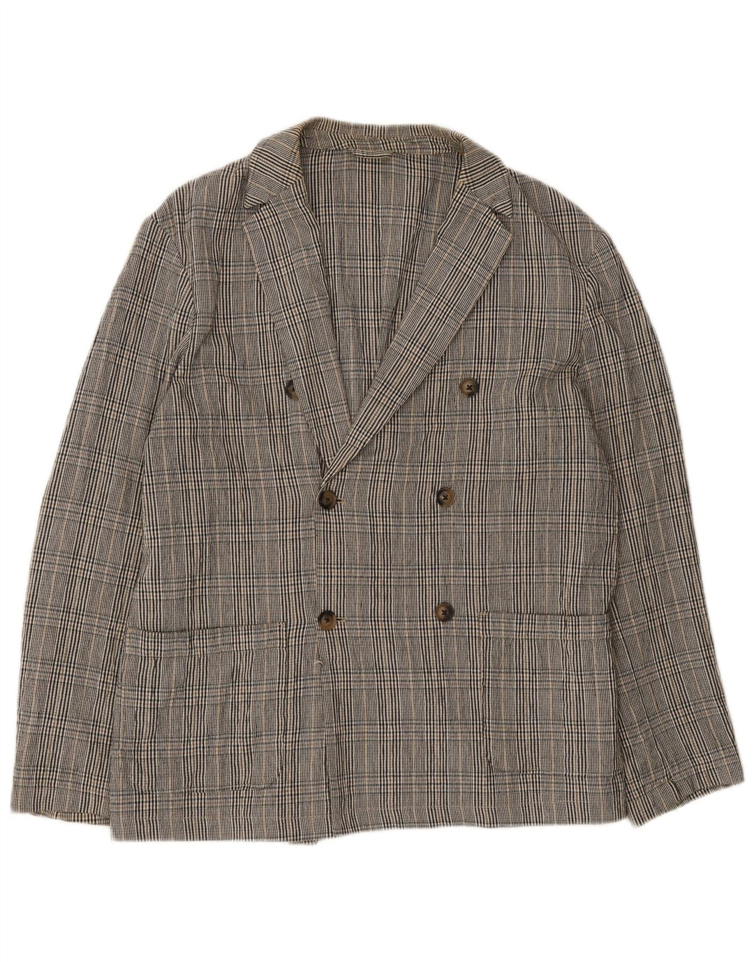 Zara Chaqueta tipo blazer con doble botonadura para hombre UK 40 Large Grey Plaid