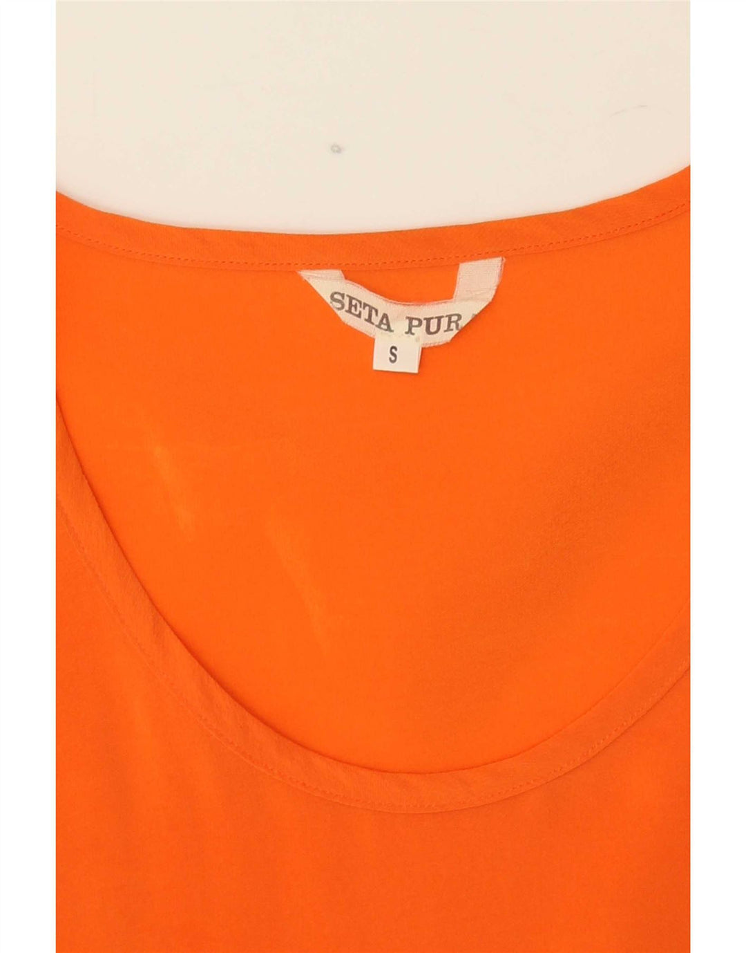 Vintage mujer chaleco top Reino Unido 10 pequeña seda naranja