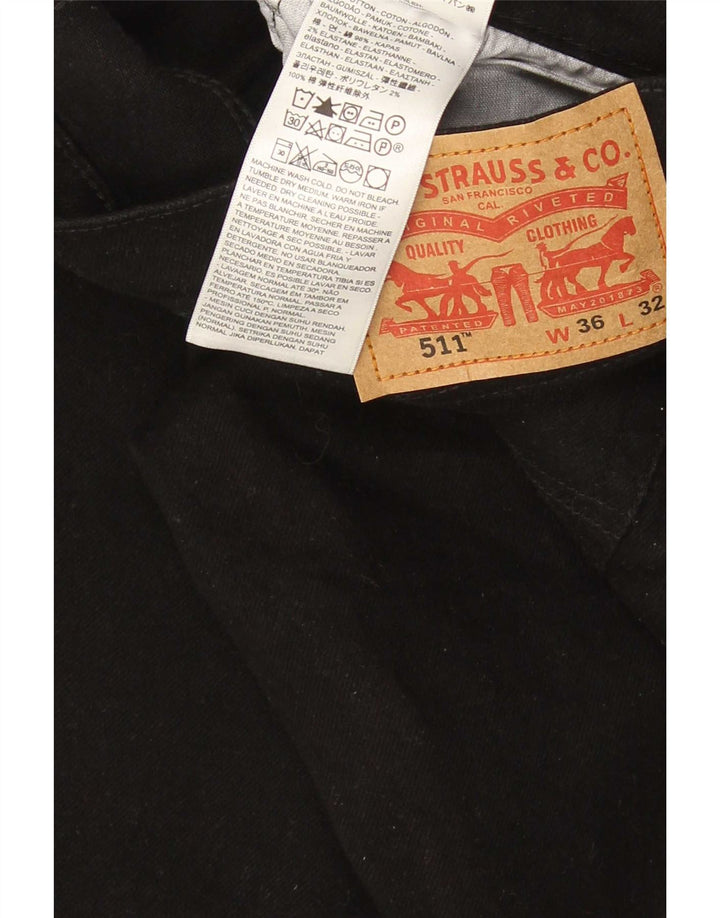 Levi's Hombre 511 Slim Jeans W36 L29 Algodón Negro