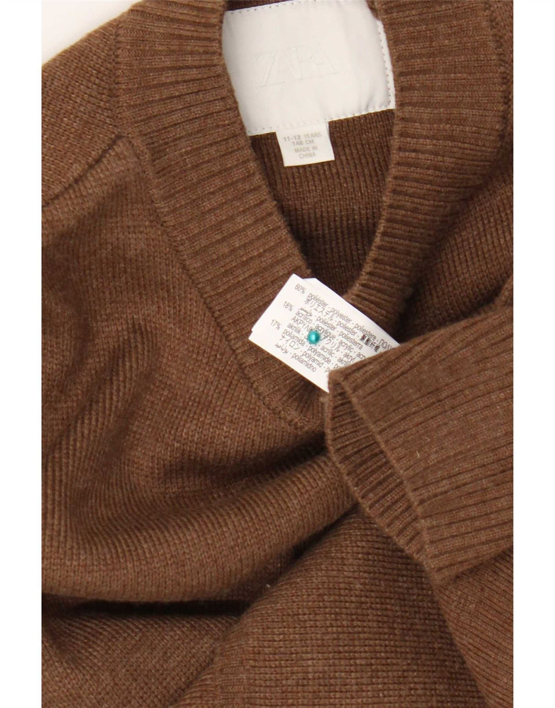 Zara Jersey Niña Cuello Redondo 11-12 Años Marrón Poliéster