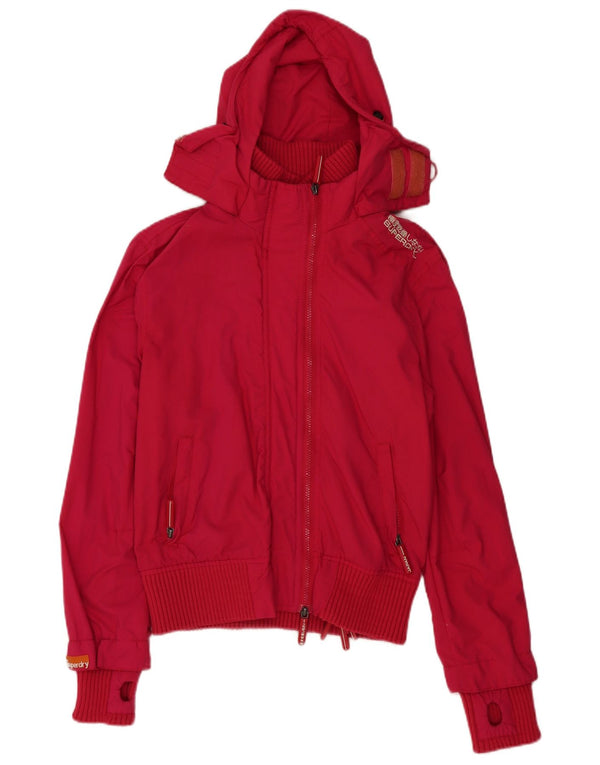 Superdry Chaqueta Cortavientos Con Capucha Y Estampado Para Mujer UK 46 Large Nylon Rosa