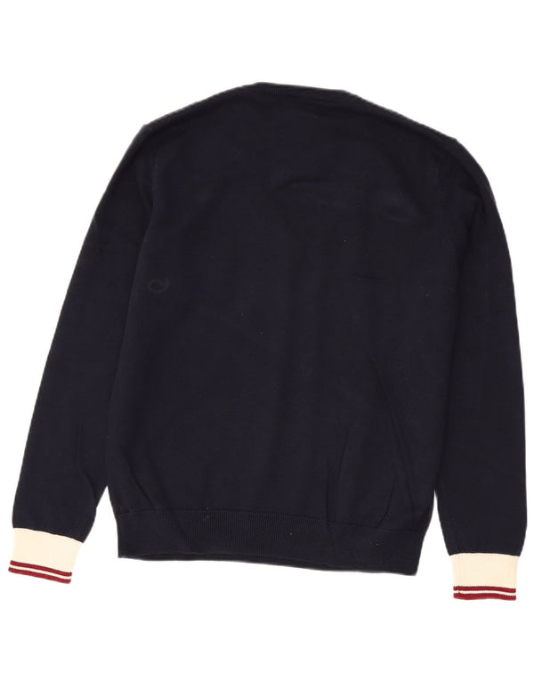 Gant Jersey con cuello en V de algodón color block en azul marino mediano