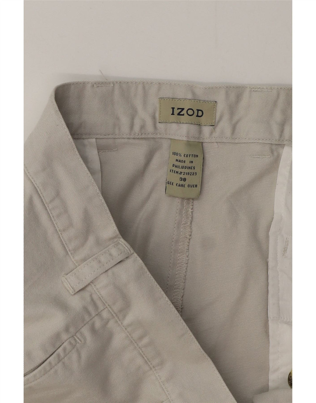 Izod Mens Pegged Chino Shorts W38 XL Algodón Gris