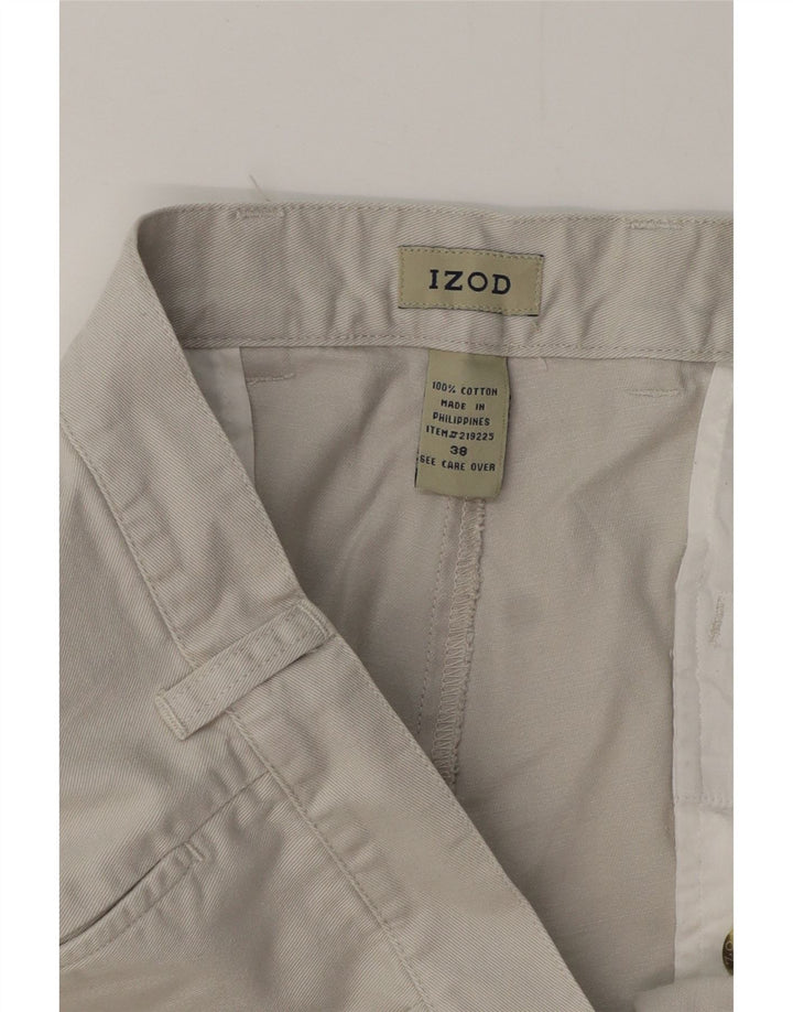 Izod Mens Pegged Chino Shorts W38 XL Algodón Gris
