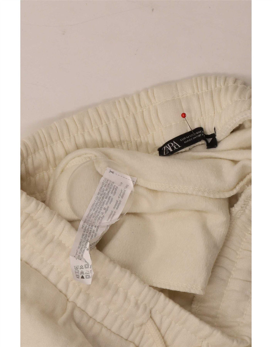 Zara Mujer Pantalones De Chándal Joggers UK 12 Medio Blanco Poliéster