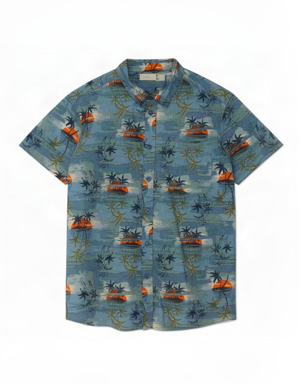 Camisa hawaiana azul medio con estampado abstracto para hombre de Mountain Warehouse
