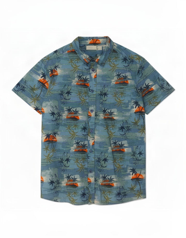 Camisa hawaiana azul medio con estampado abstracto para hombre de Mountain Warehouse