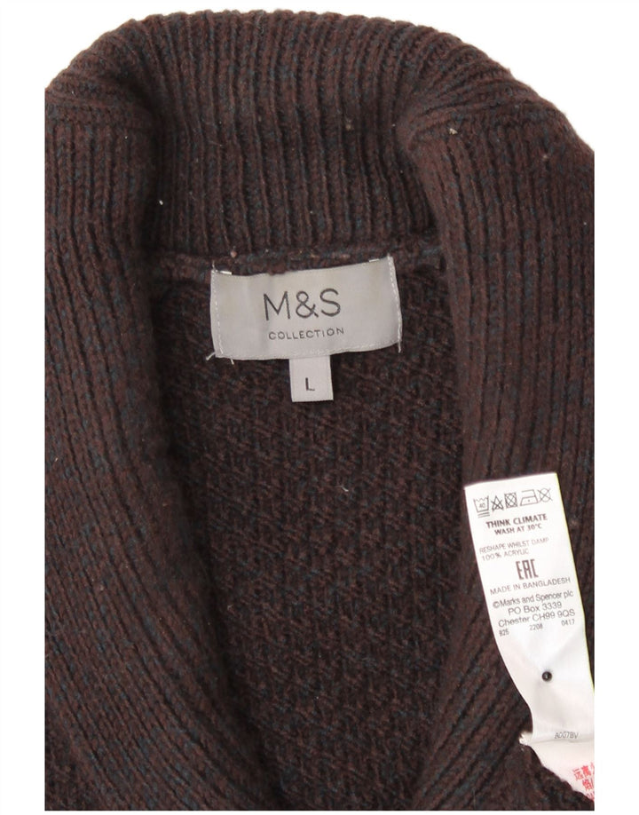 Marks & Spencer Suéter tipo cárdigan para hombre, tamaño grande, acrílico marrón